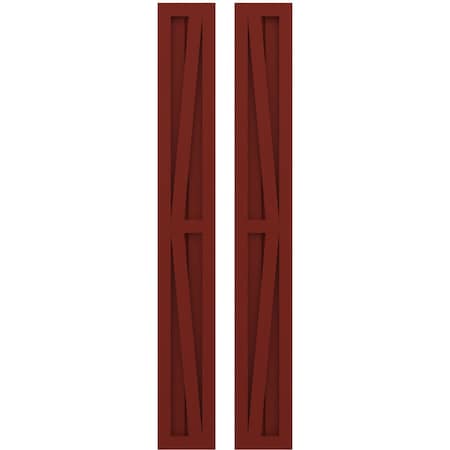 Americraft 2-Board Wood 2 Equal Panel Frmd Board-n-Batten Shutters W/ Dubl Z-Bar, ARW102BF207X58MRH